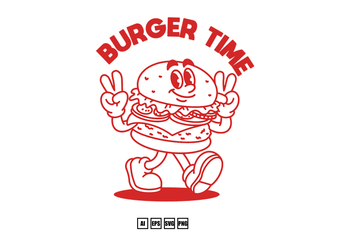 Set Line Art Vector Mascot Burger, an Illustration by kalehstudio (Photo 2 of 5)