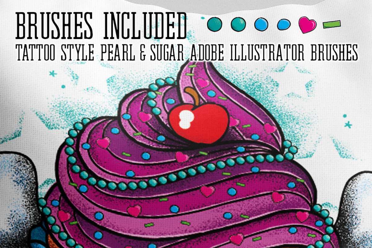 Cupcake Tattoo Style Vector, an Illustration by BAD TASTE (Photo 3 of 4)