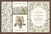 3 Wedding Cards + Seamless Pattern, a Pattern Graphic by Vintage (Thumbnail 1 of 15)
