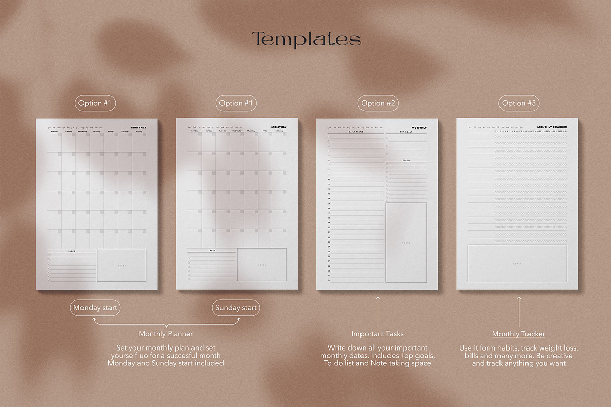 3-in-1 Undated Monthly Planner, a Stationery Template by PickMimi (Photo 3 of 4)