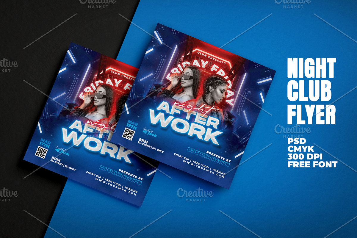 neon night after work event flyer, a Flyer Template by StarPixles11 (Photo 1 of 3)