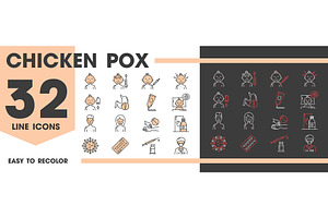Chicken pox line icons, an Illustration by Vector Tradition