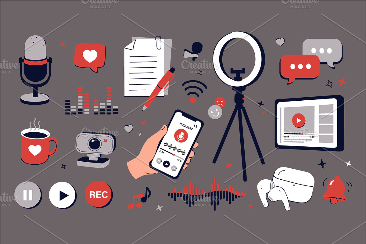 Podcast Vector Elements, an Object Illustration by alexdndz (Photo 3 of 3)