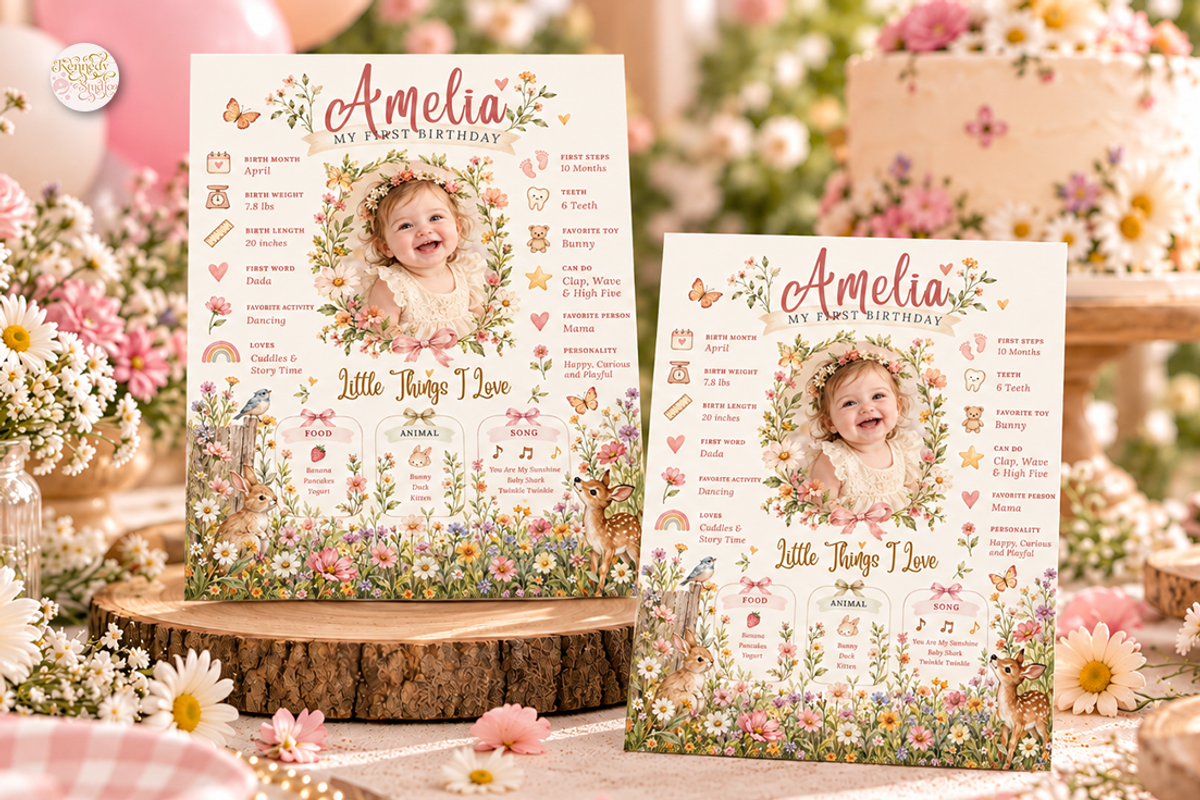 Wildflower First Birthday Milestone, a Marketing Template by KennedyStudio (Photo 1 of 6)