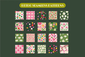 Retro Flower Seamless Patterns