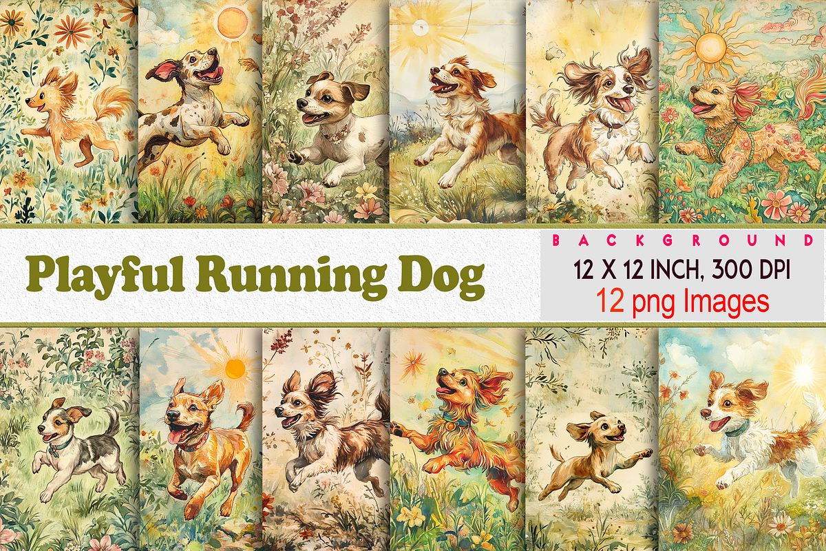 Playful Running Dog, a Background Graphic by Printable Treasure (Photo 1 of 5)