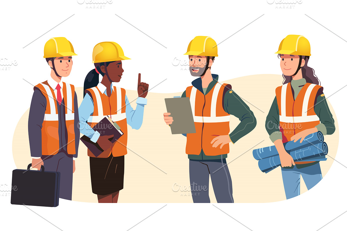 Constructor, architect meeting, a Person Illustration by Iconicbestiary