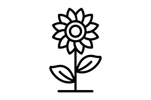 Sunflower Line Icon, an Icon by Pexelpy
