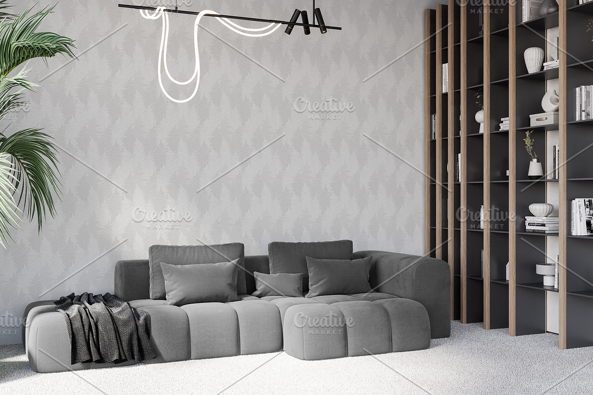 Wallpaper mockup Luxury living room, a Household Mockup by Hunny Badger (Photo 8 of 9)
