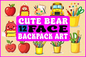 Cute Bear Face Backpack Art, an Object Graphic by yasushie
