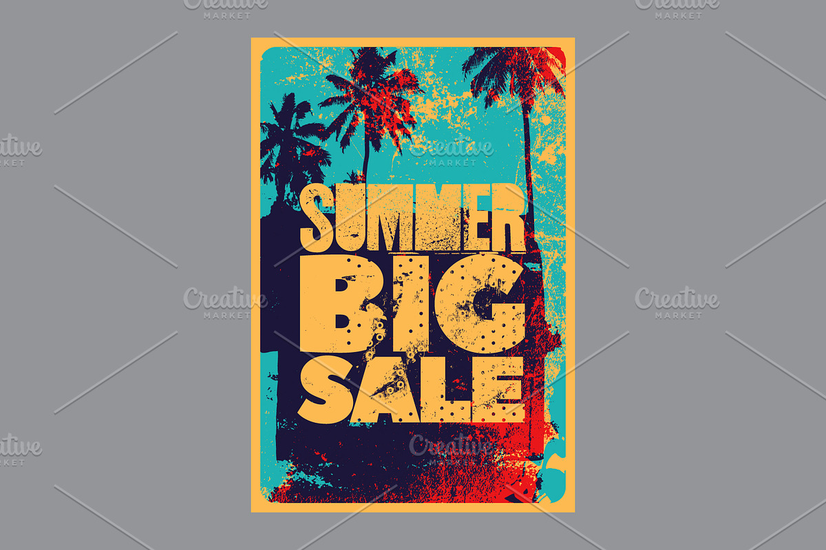 Summer Sale grunge vector poster set, a Seasonal Illustration by PoPaShop (Photo 6 of 9)