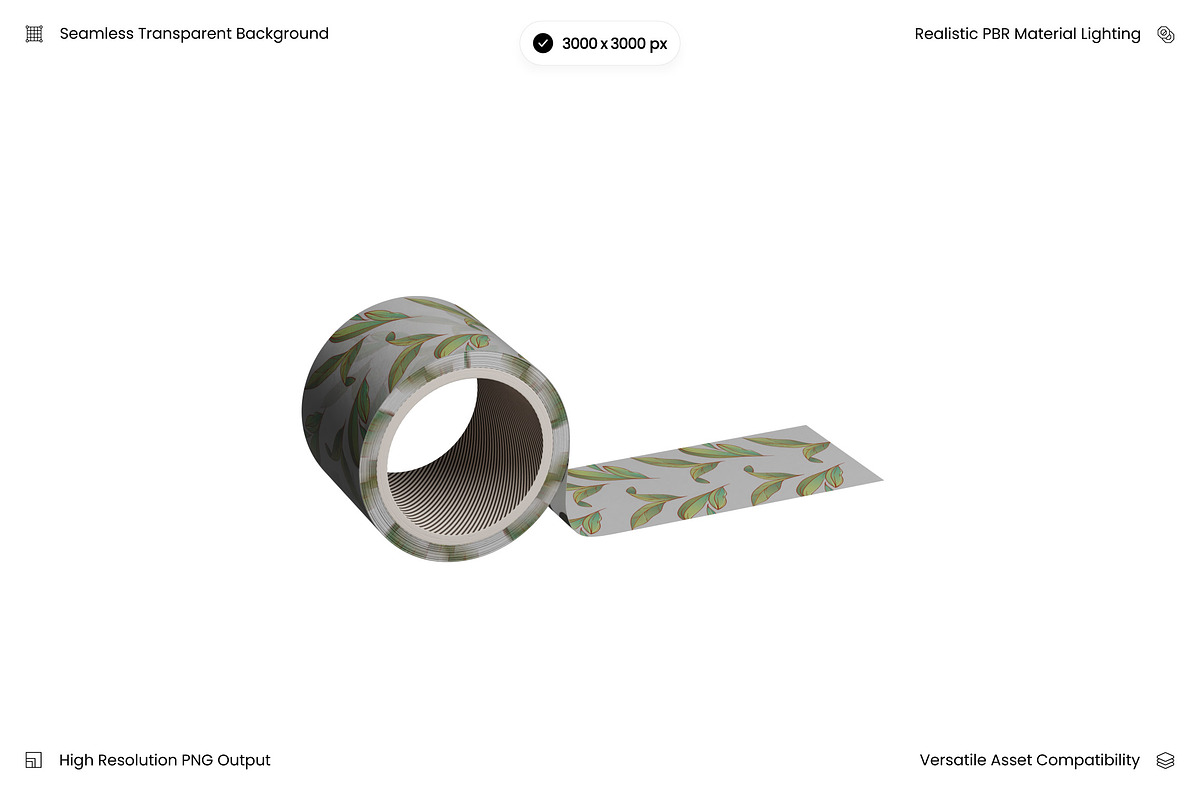 Leaf Pattern Tape Roll 3D, an Object 3D Model by Wencory (Photo 2 of 2)