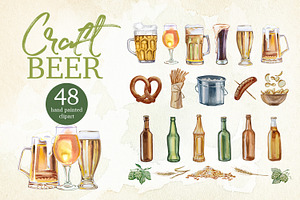 Hand Painted Craft Beer Clipart, a Food Illustration by ArtCreationsDesign