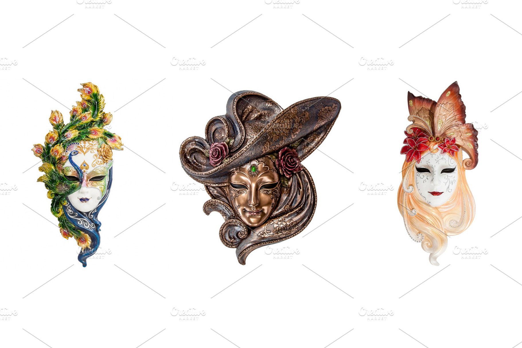 Venetian masks for venice carnival containing closeup, isolated, and italian, an Arts & Entertainment Photo by Sisika