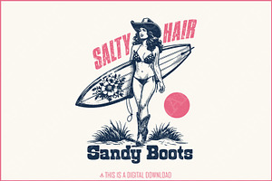 Salt Hair Sandy Boots PNG, Western