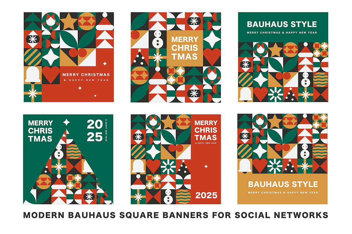 Modern Christmas Mosaic Design Set, a Seasonal Illustration by Lettering_Logo (Photo 5 of 6)