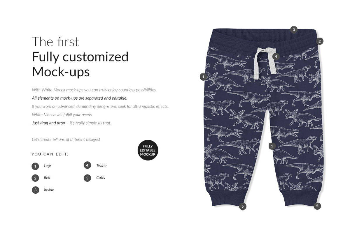 Baby Cotton Pants Mock-ups Set, a Bottom Mockup by Mocca Mockups Store (Photo 4 of 22)