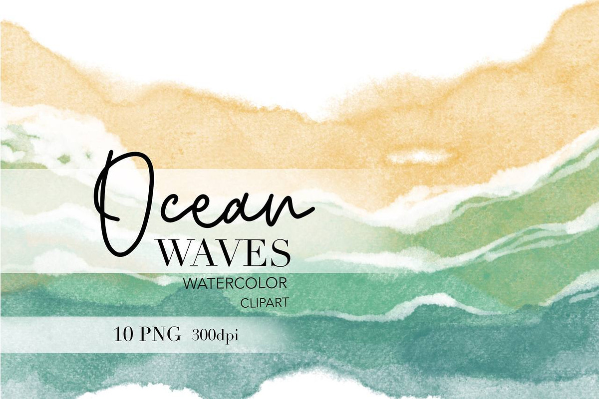 Summer Beach Clipart. Ocean clipart., a Texture Illustration by NKTKNS (Photo 1 of 7)