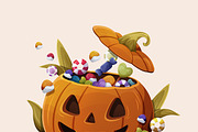 Halloween PumpkinClipart & Patterns, a Seasonal Illustration by Alina Kruss (Thumbnail 1 of 11)