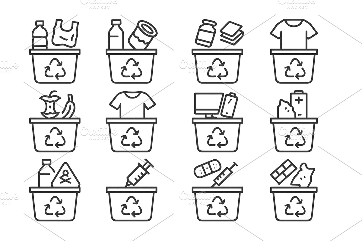 Sorting waste for recycling at home, a Food Illustration by ZinetroN