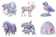 Watercolor Arctic Animals Clipart, a Seasonal Illustration by CreationArt (Thumbnail 3 of 5)