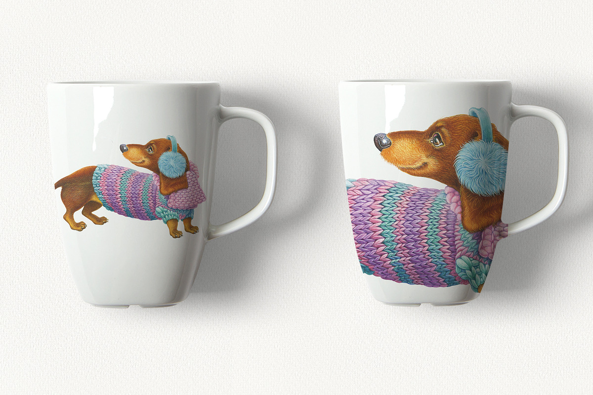 Dachshund Cute Winter Dog, an Animal Illustration by YarovaArt (Photo 5 of 7)