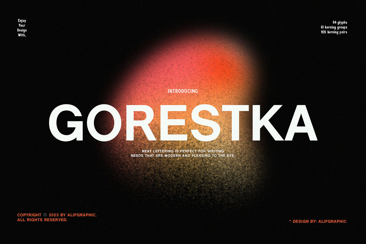 Gorestka - Modern Sans Typeface, a Sans Serif Font by Font Kingdom (Photo 1 of 6)