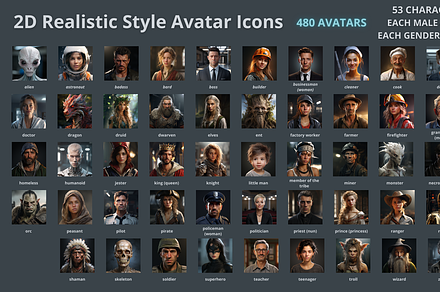 2D Realistic Style, Character Avatar