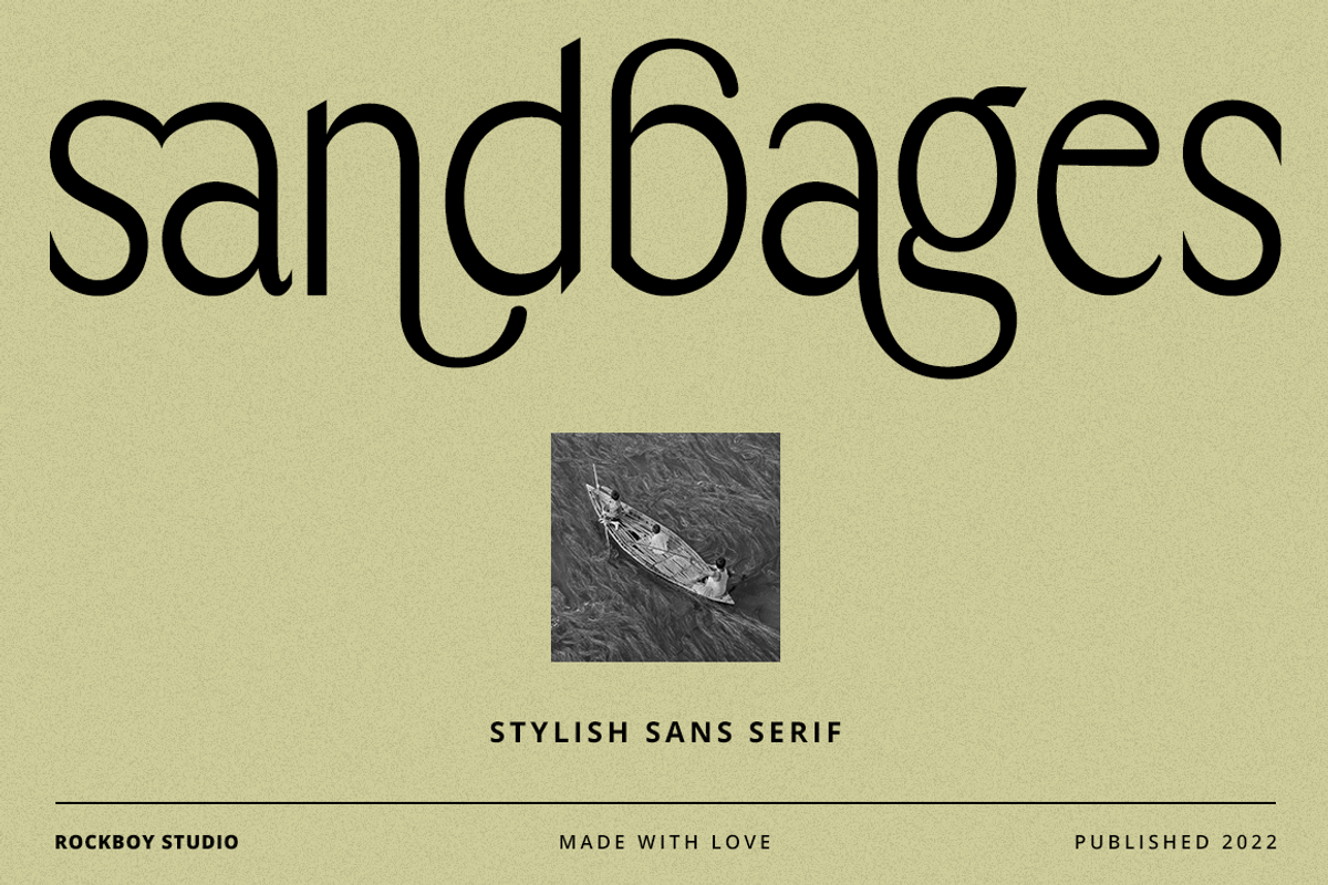 Sandbages, a Sans Serif Font by RockboyStd (Photo 1 of 12)