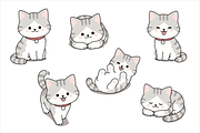Gray Kitten Cartoon Set Collection, an Animal Illustration by Artpon Illustration (Thumbnail 3 of 3)