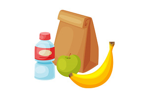 Paper Bag Package with Healthy, a Food Illustration by TopVectors