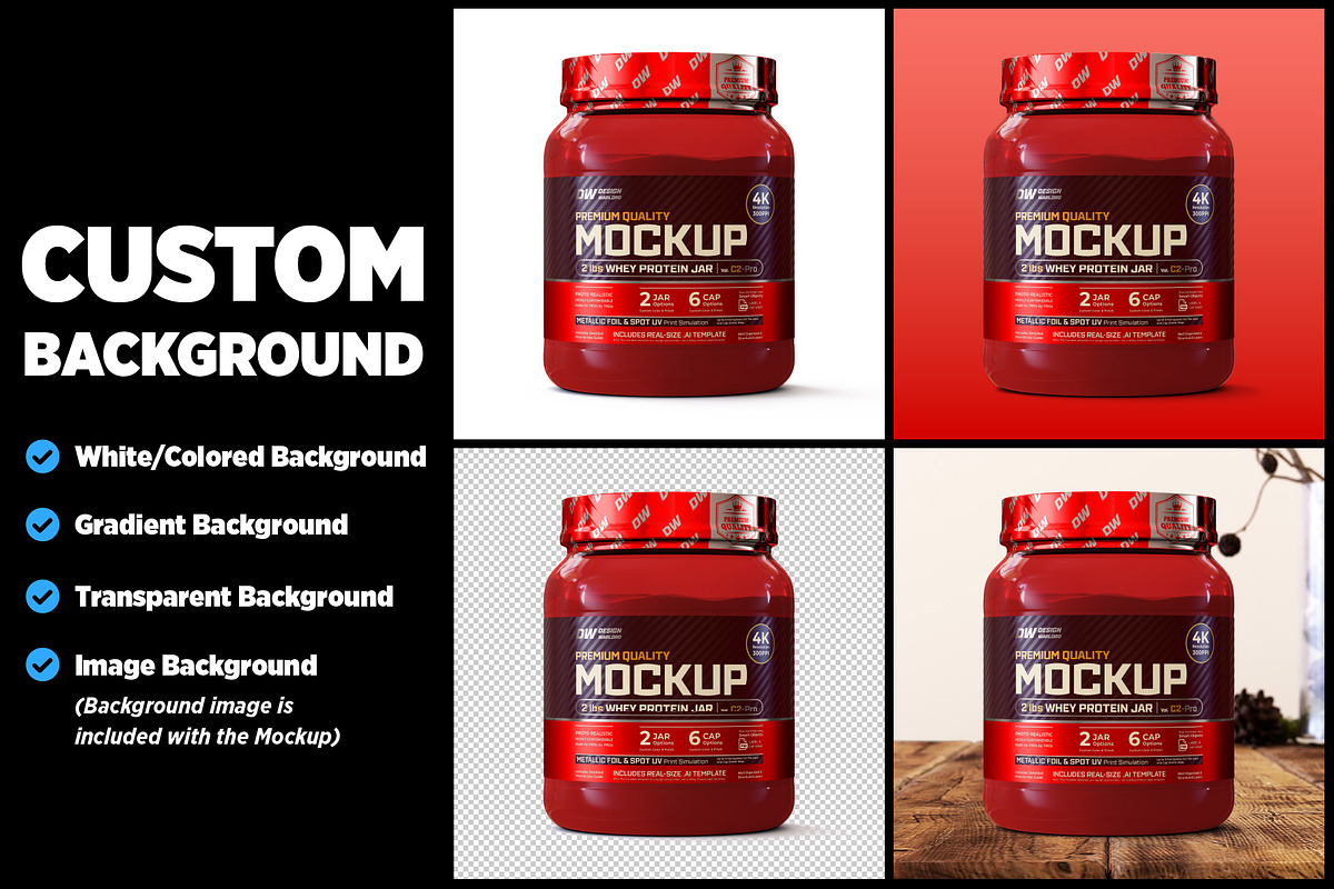 2lb Whey Protein Jar Mockup C2-Pro, a Packaging Mockup by Design Warlord (Photo 11 of 16)