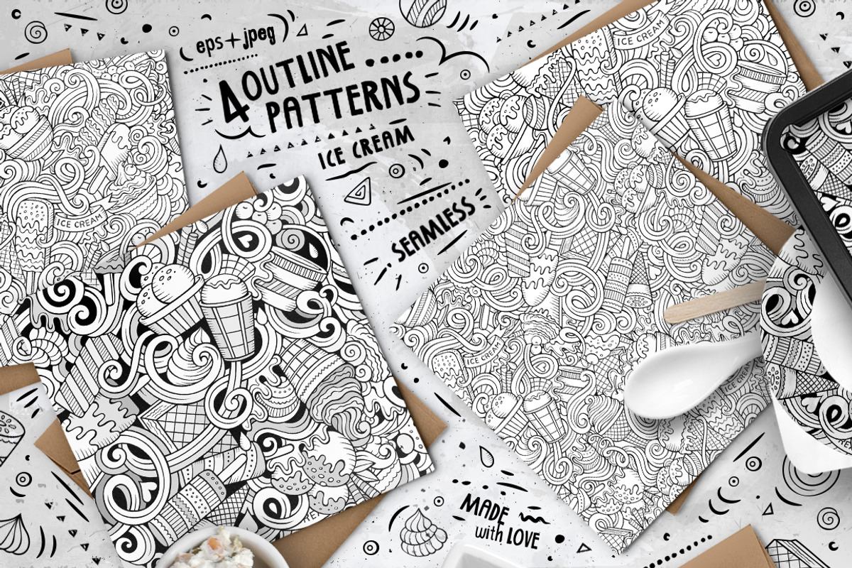 Ice Cream Seamless Patterns Pack, a Pattern Graphic by BALABOLKA (Photo 5 of 5)