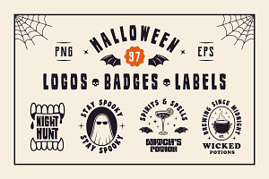 Vintage Halloween Emblems - 97 Logos