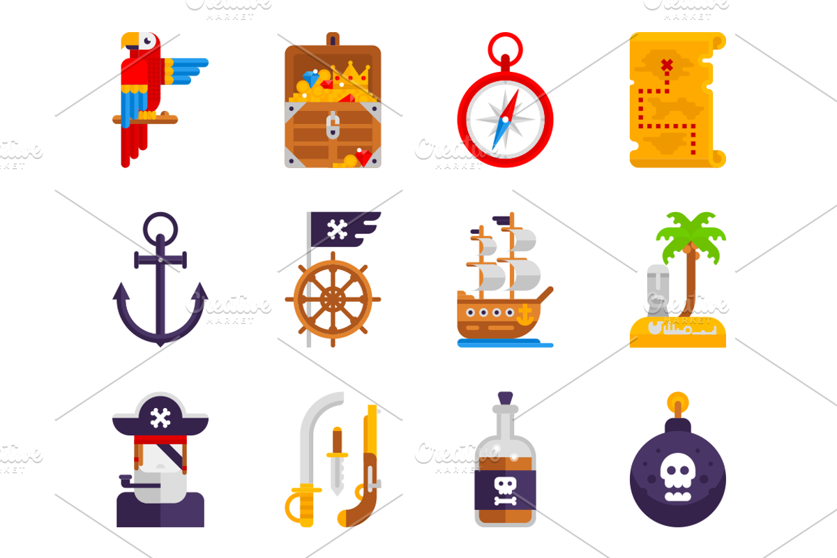 The big set of pirate illustrations, an Illustration by Bezvershenko (Photo 2 of 7)
