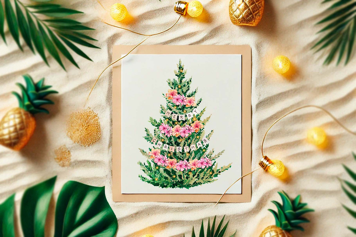 Watercolor Tropical Christmas set, a Seasonal Illustration by VerAna (Photo 19 of 19)