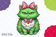 Green Angry Christmas Cat Png, an Illustration by designcity5 (Thumbnail 1 of 8)