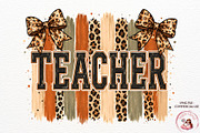 Teacher PNG Shirt School Leopard Bow, a Decorative Illustration by SugarCloudStudioArt (Thumbnail 1 of 6)