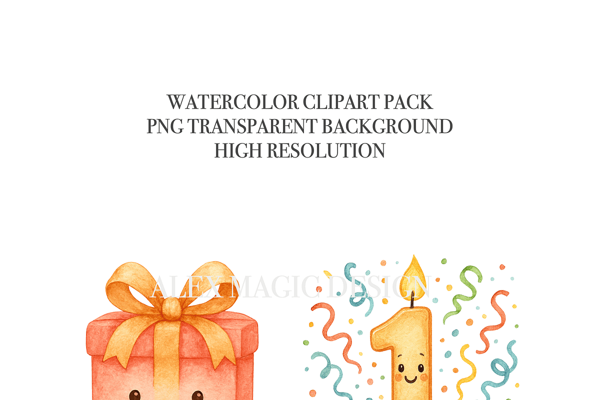 Birthday Clipart Set, a Decorative Illustration by Pati Charm Studio (Photo 5 of 8)