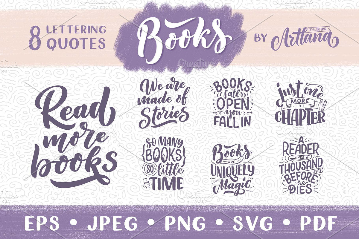Books Lettering Quotes, a Decorative Illustration by Artlana (Photo 1 of 4)