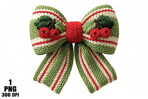 Christmas Coquette Bow Crochet Faux, an Illustration by Daily.Designs