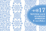 Snowflakes seamless lace borders 01, a Pattern Graphic by Tatianakost49 (Thumbnail 1 of 6)