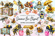 Watercolor Summer Bee Clipart, a Graphic by CitraGraphics (Thumbnail 1 of 4)