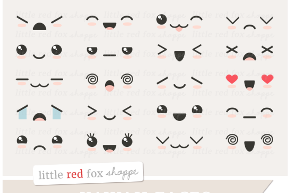 Kawaii Face Clipart, an Illustration by Little Red Fox Shoppe