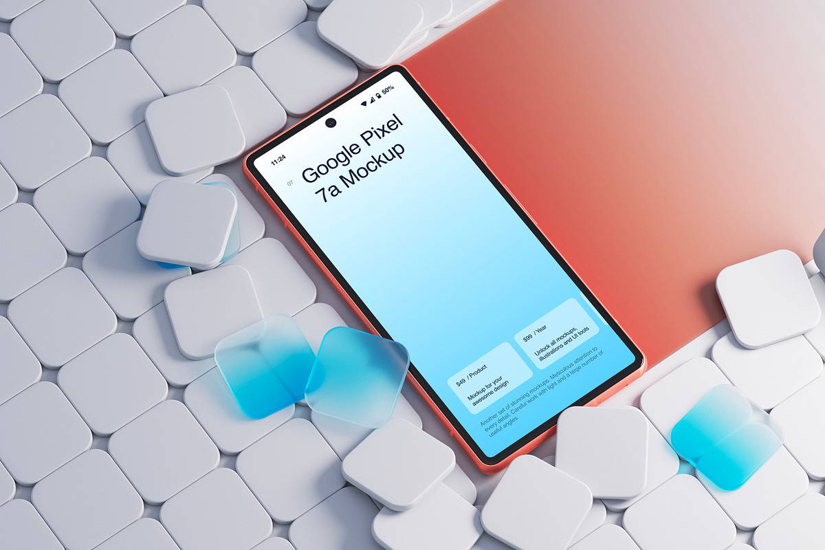 H-Mockups: Google Pixel 7a, an Android Mockup by ls.graphics (Photo 4 of 9)