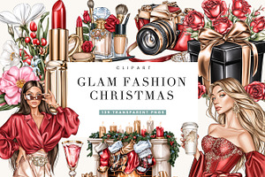 Glam Fashion Christmas Clipart, a Seasonal Illustration by BusyDaydesign