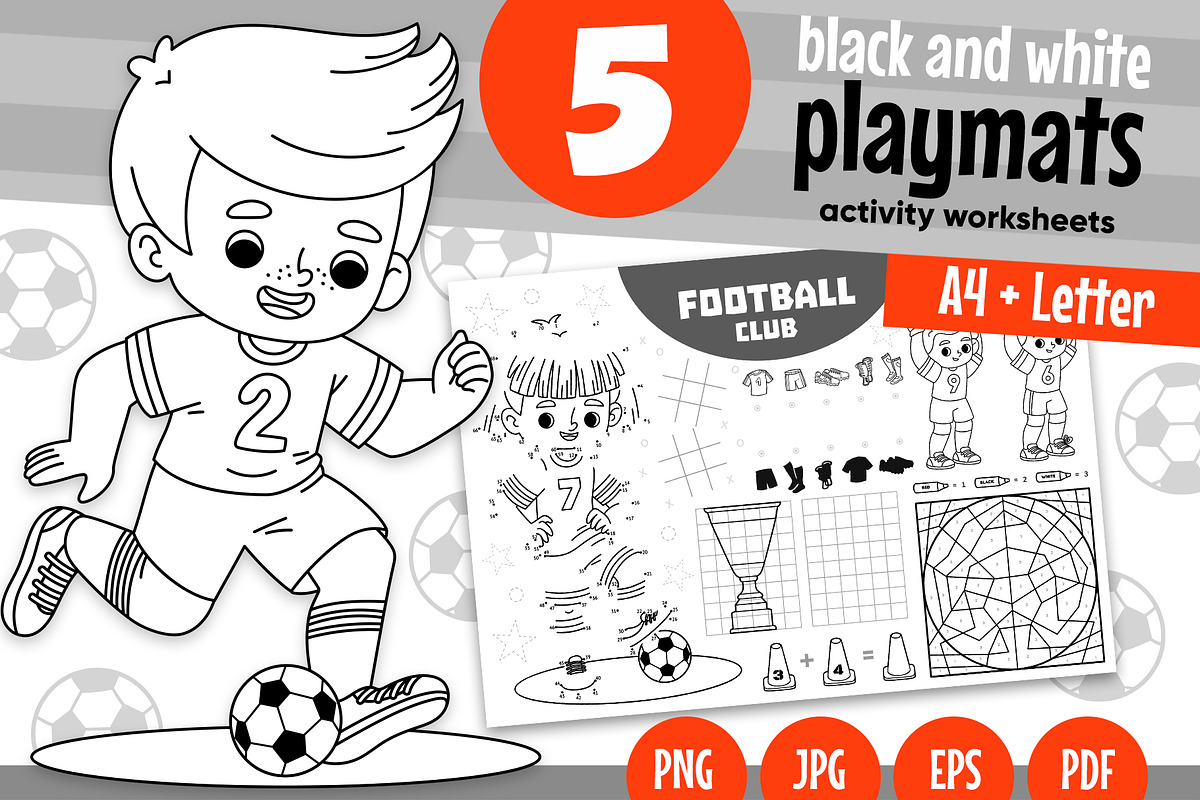Football Colorless Playmats for Kids, an Education Illustration by Ksenya Savva (Photo 1 of 7)