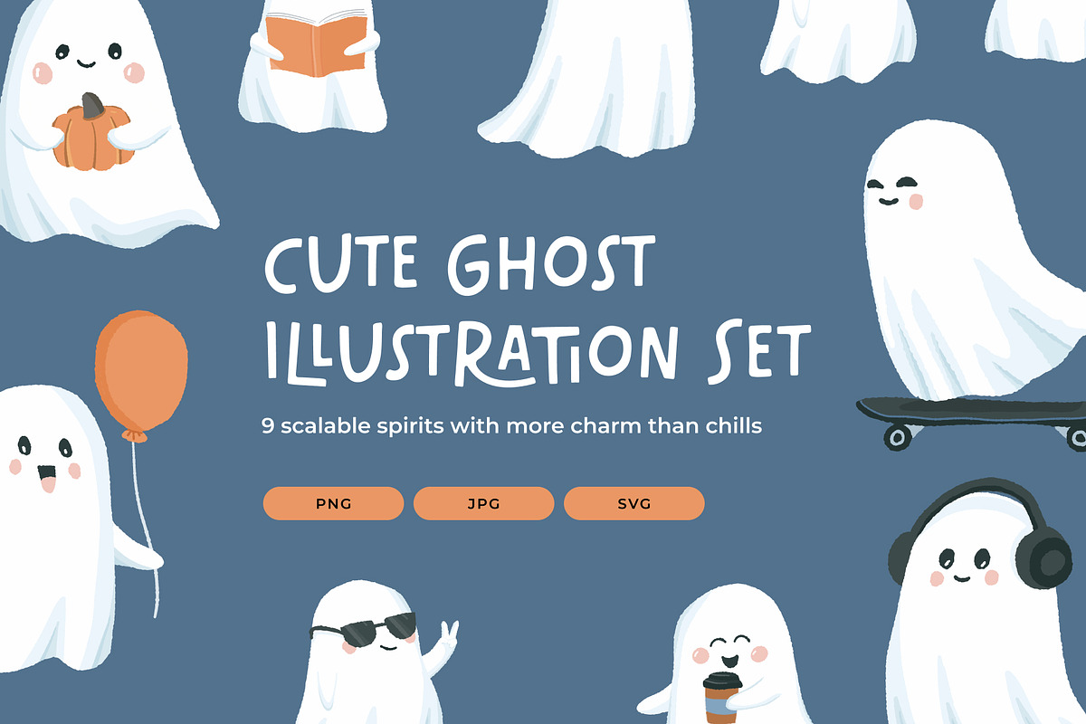 Free Spirits Ghost Vector Graphics, a Seasonal Illustration by Bend Brand Design (Photo 1 of 5)