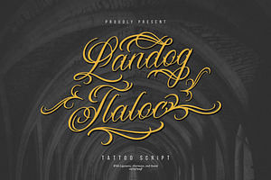 Landog Tlaloc | Tattoo Script Font, a Script Font by Denustudios