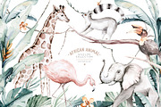 African animals watercolor set, an Animal Illustration by Peace ART (Thumbnail 1 of 24)